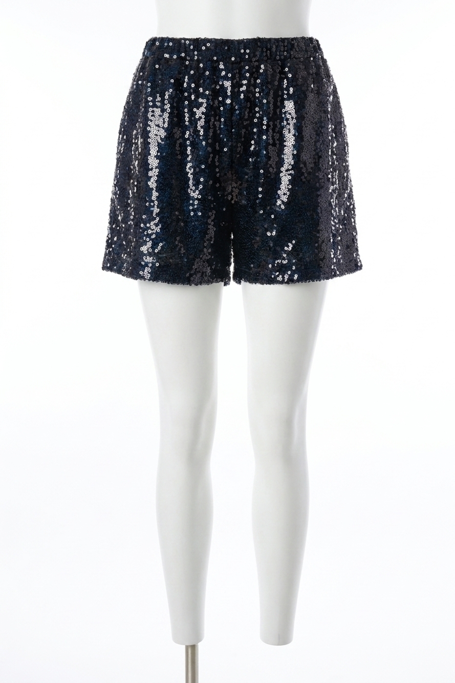 NEW STRUT & BOLT full sequin shorts in midnight blue
